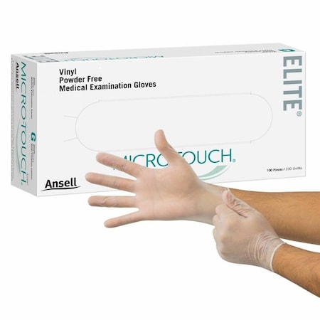 Micro-Touch Elite Micro-Touch Elite, Disposable Gloves, 0.11 / 4.3 Palm, Stretch Vinyl, Powder-Free, L, 100 PK, Ivory 3093
